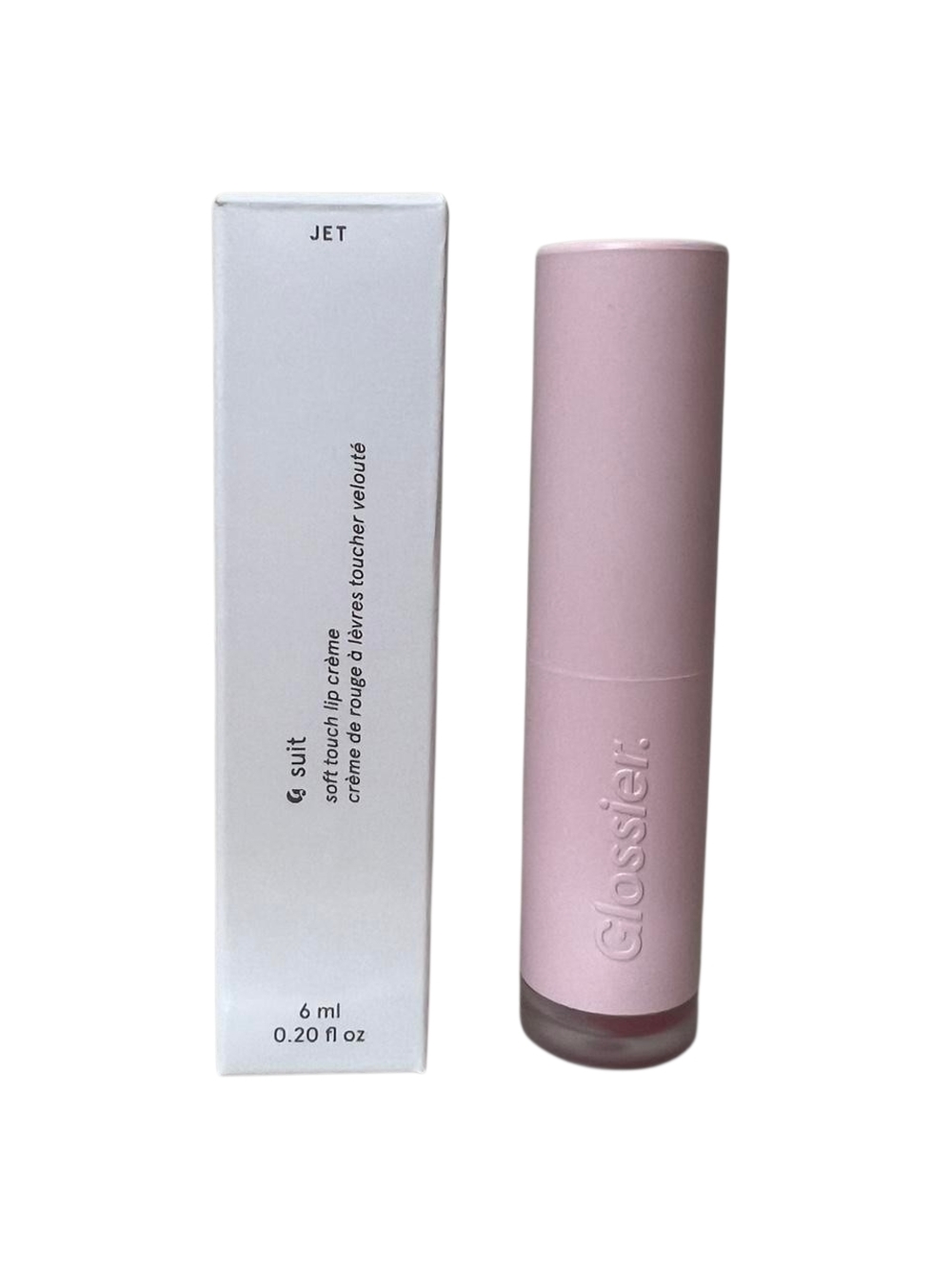 NWT Glossier Soft Touch Lip Creme Sheer Matte Suit Lipstick Jet 6mL